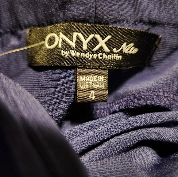 Onyx Nite Navy Blue Jersey Knit Stretch Sweetheart Gown - Picture 7 of 8